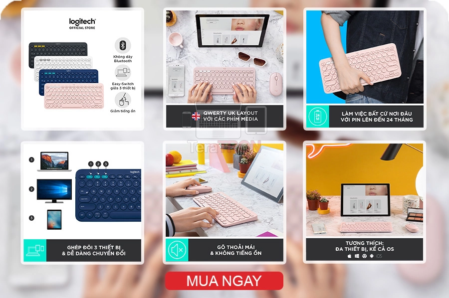 Săn hàng công nghệ rẻ - độc - đẹp cùng teratron Ep.1 3 Bàn phím không dây Bluetooth Logitech K380