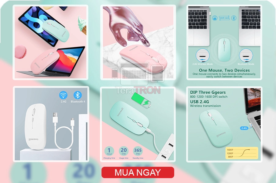 Săn hàng công nghệ rẻ - độc - đẹp cùng teratron Ep.1 4 Chuột không dây GOOJODOQ Bluetooth 2.4Ghz