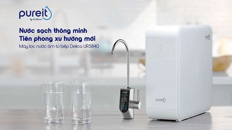 Máy lọc nước Pureit Delica UR5840 từ Unilever: vòi điện tử UV diệt khuẩn 1 máy lọc nước Pureit Delica UR5840 chính hãng